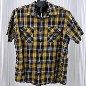 Harley Davidson Yellow and Black Plaid Shirt